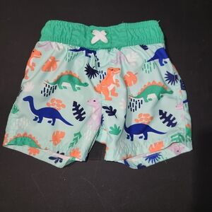 Cat & Jack Toddler Boys' Swim Shorts Green Dinosaur Print - 18 months